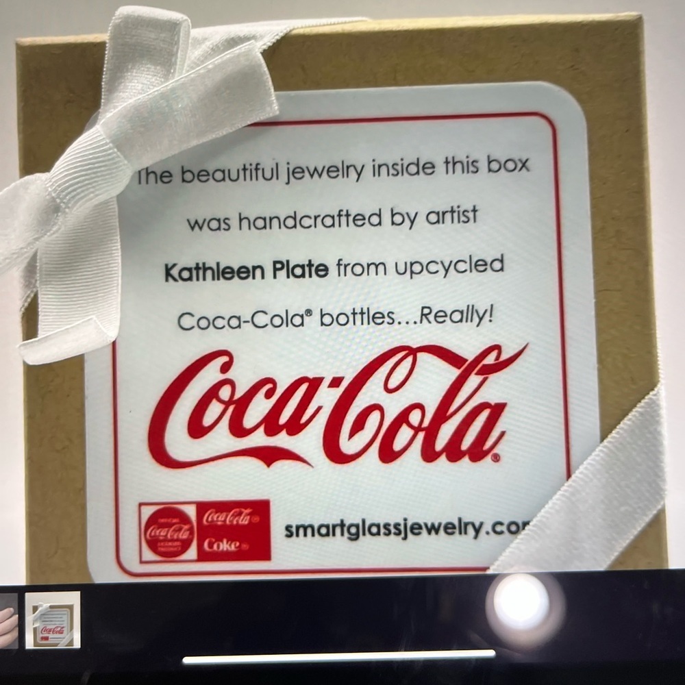 Recycled Coca-Cola Glass Ring Gold Handmade Glass Jewelry - Picture 5 of 5
